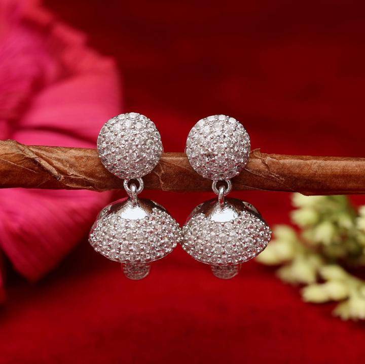 Anti tarnisha ad silver jumkha earrings 1308 Trendy artificial jewellery Delhi